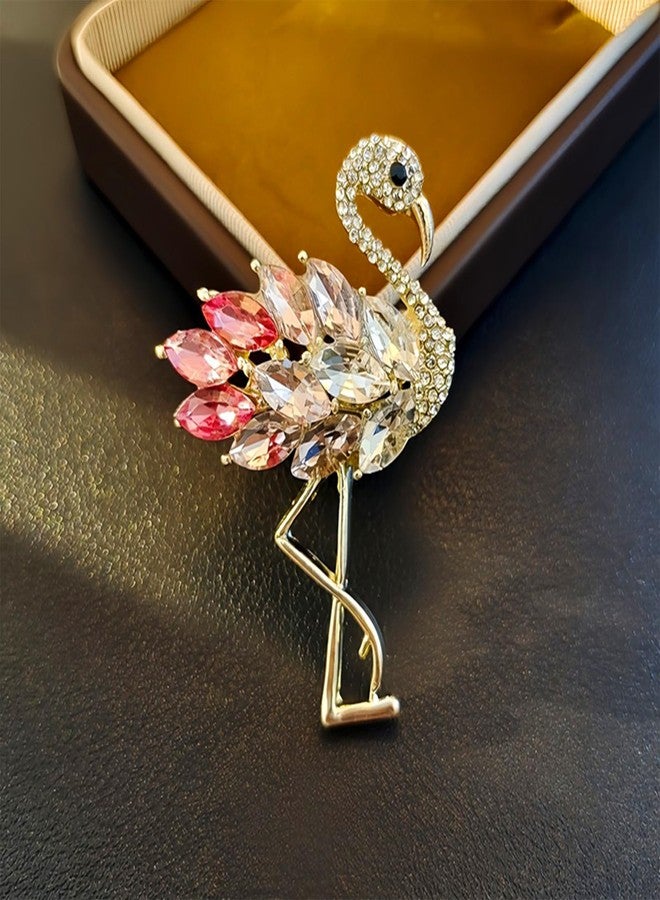 FORUBUS Elegant Pink Flamingo Brooch Pin for Women Crystal Rhinestone Animal Lapel Pin Fashion Jewelry Accessory - Image 3